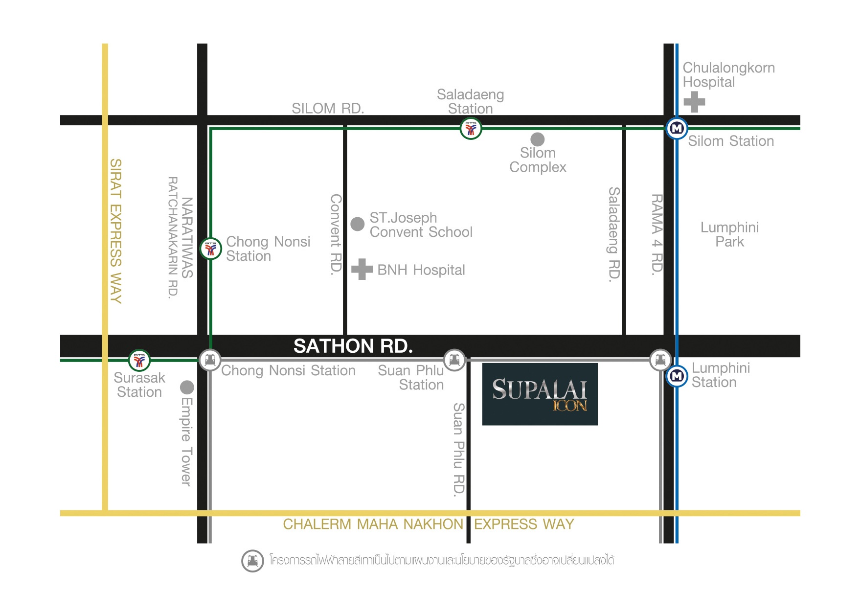แผนที่โครงการคอนโด ศุภาลัย ไอคอน สาทร (Supalai ICON Sathorn)