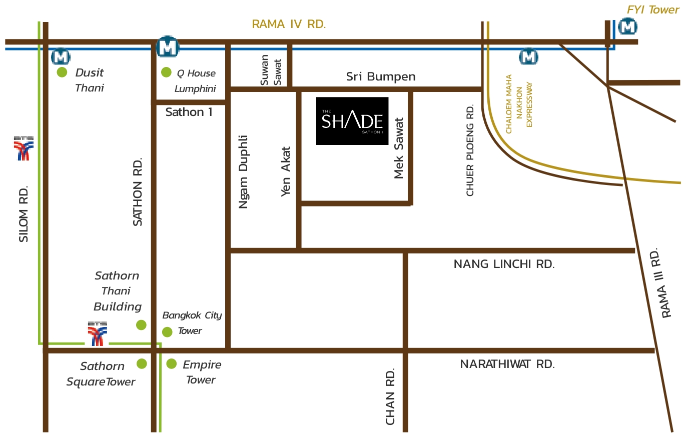 แผนที่โครงการคอนโด เดอะ เชดด์ สาทร 1 (The SHADE Sathon 1)