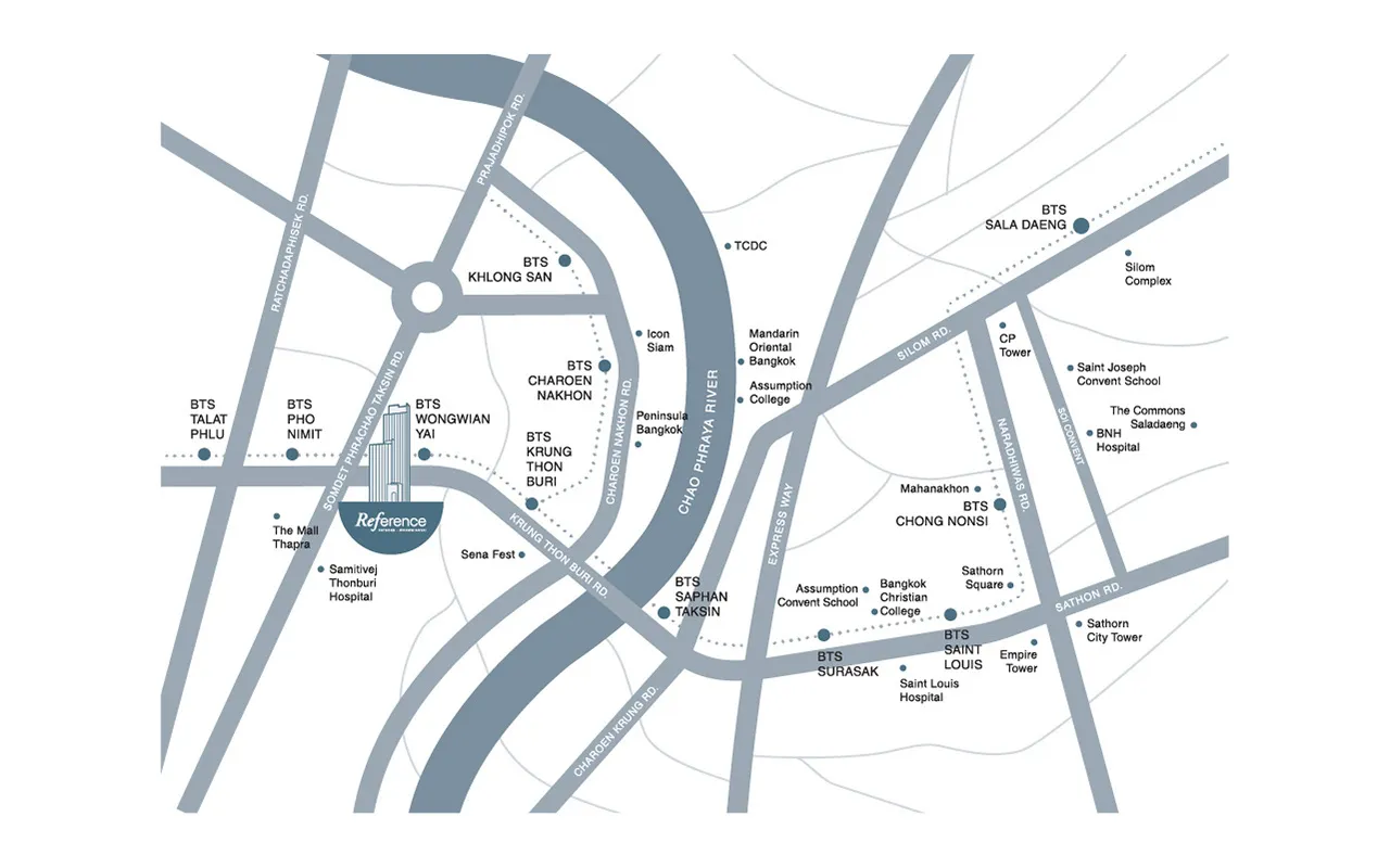 แผนที่โครงการคอนโด เรฟเฟอเรนซ์ สาทร-วงเวียนใหญ่ (Reference Sathorn-Wongwianyai)
