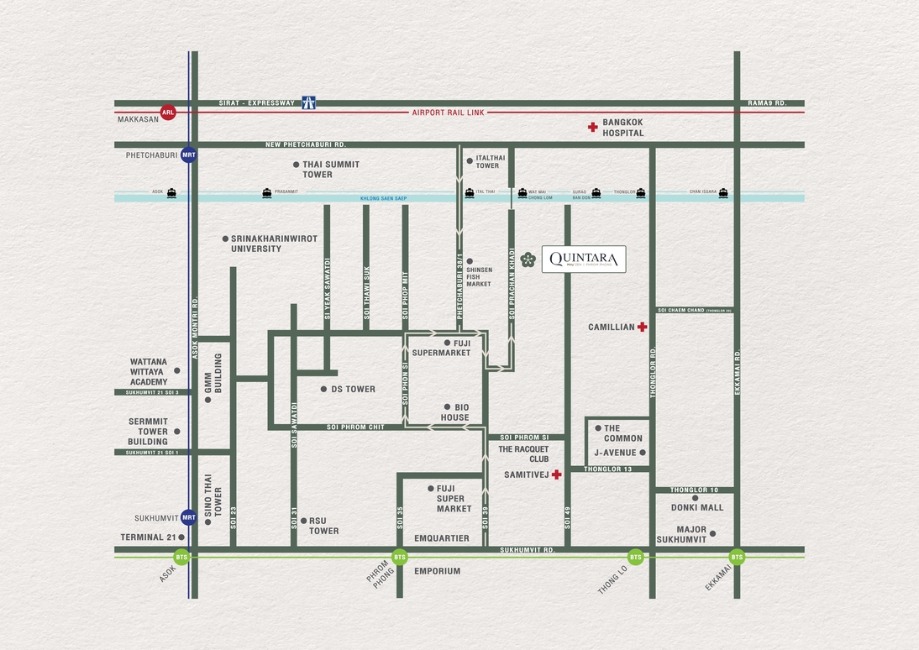 แผนที่โครงการคอนโด ควินทารา มาย‘เซน พร้อมพงษ์ (QUINTARA MHy’ZEN PHROM PHONG)