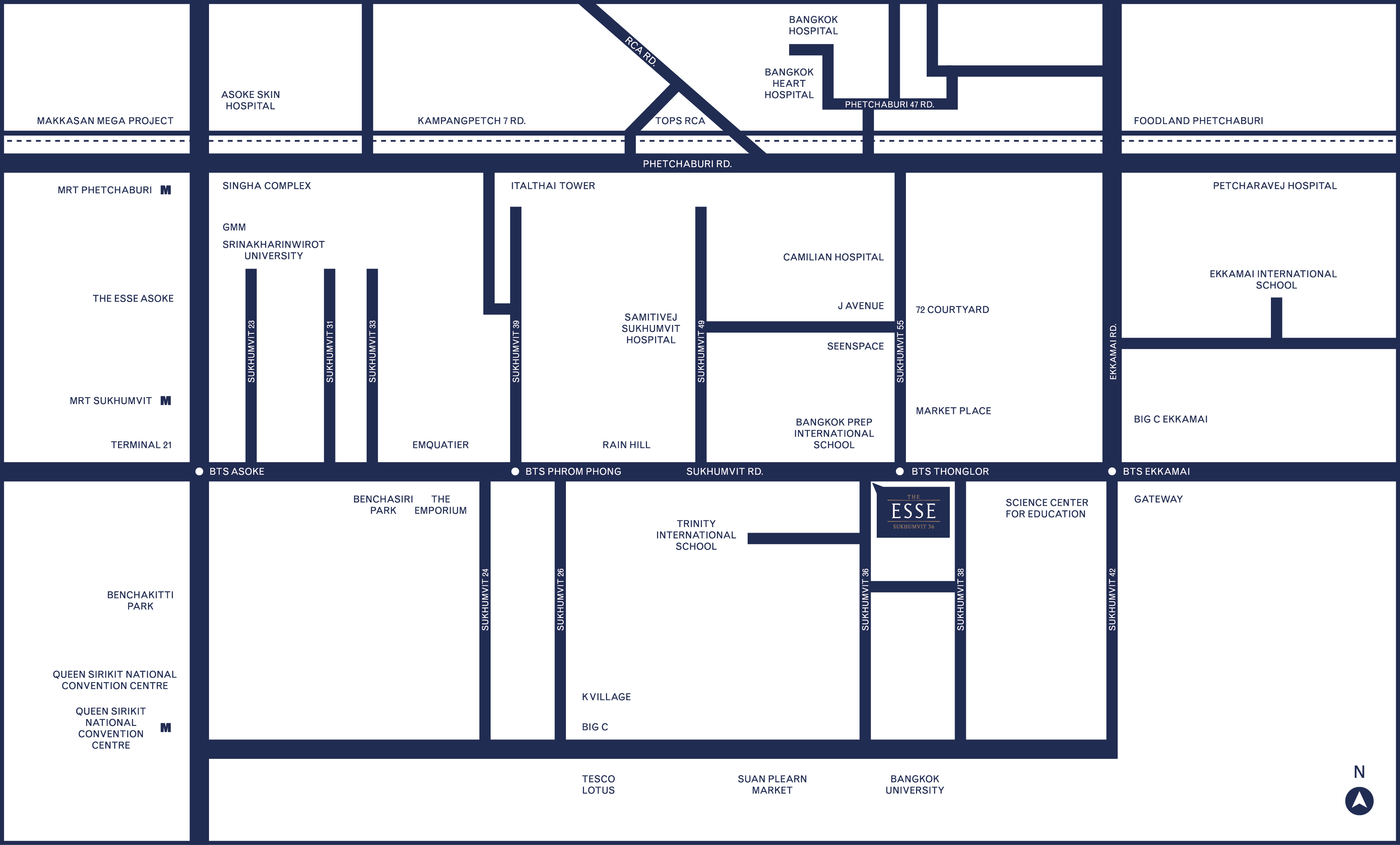 แผนที่โครงการคอนโด ดิ เอส สุขุมวิท 36 (The Esse Sukhumvit 36)