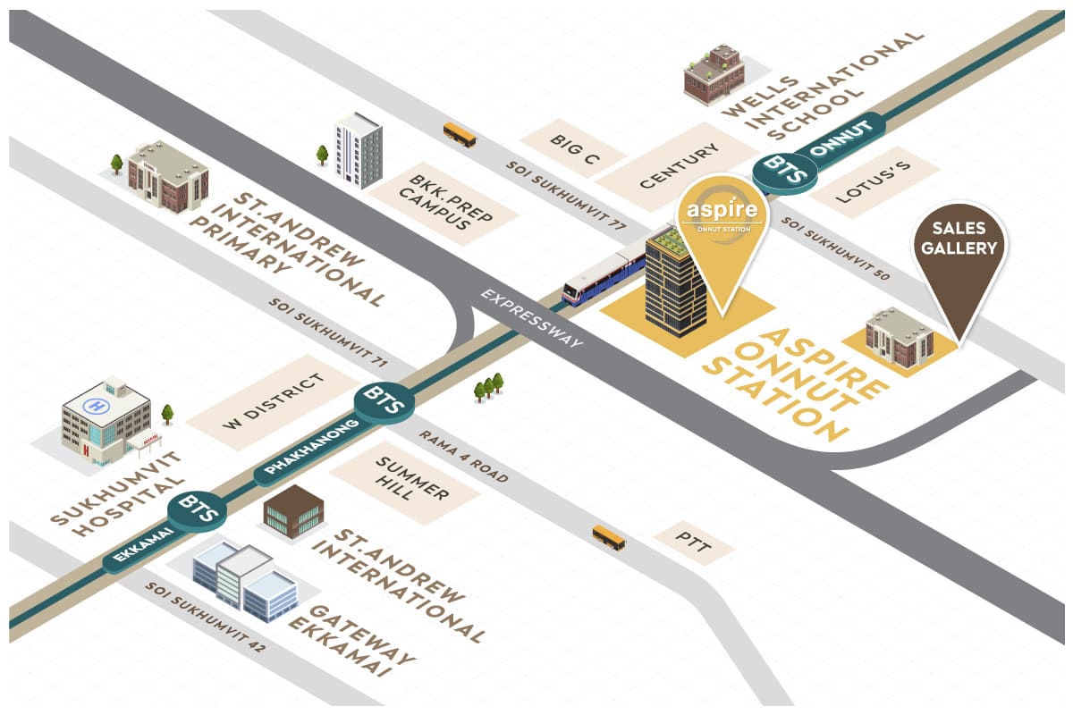 แผนที่โครงการคอนโดแอสปาย อ่อนนุช สเตชั่น (Aspire Onnut Station)