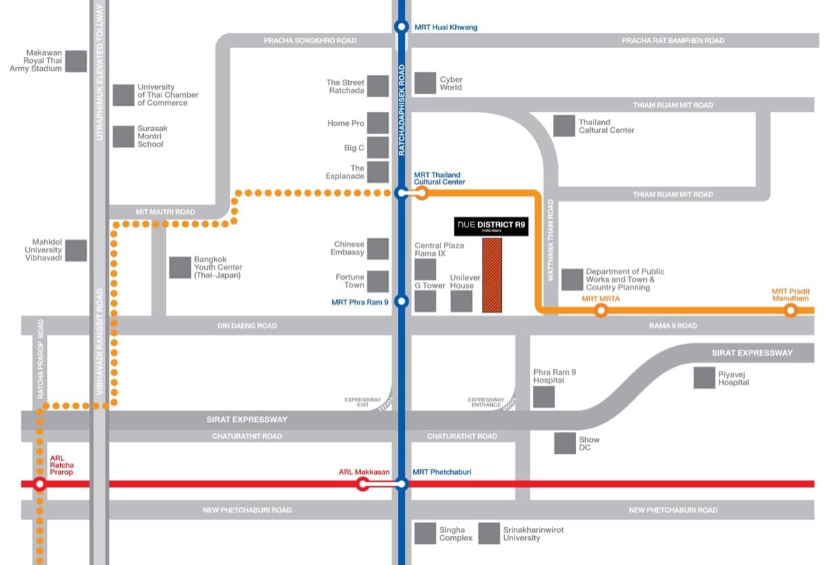 แผนที่โครงการคอนโด นิว ดิสทริค อาร์ 9 (NUE District R9)
