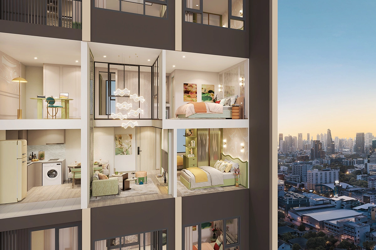 แบบ 2 ห้องนอนในโครงการคอนโดเซลฟ์ บาย แสนสิริ (XELF by SANSIRI)