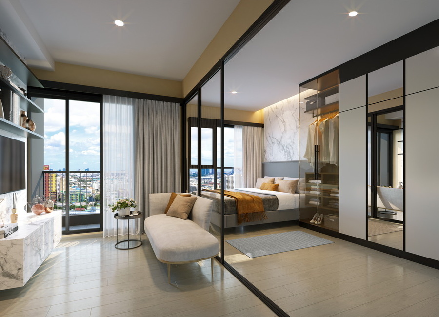 การออกแบบพื้นที่ภายในห้องของโครงการคอนโด The Stage Ratchada-Huaikhwang